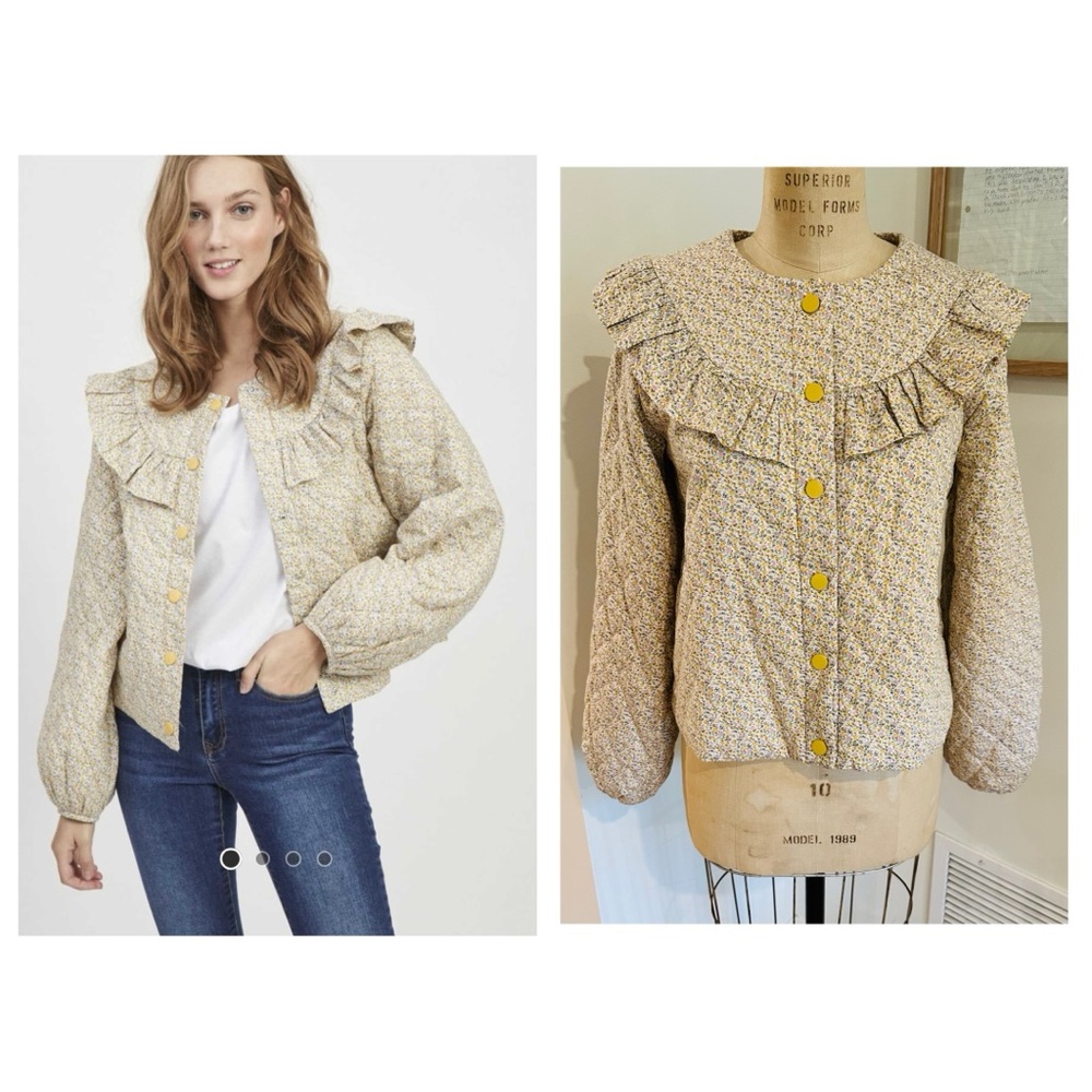 Vila Quilted Floral Jacket, Sz 38 (US 8), NWOT